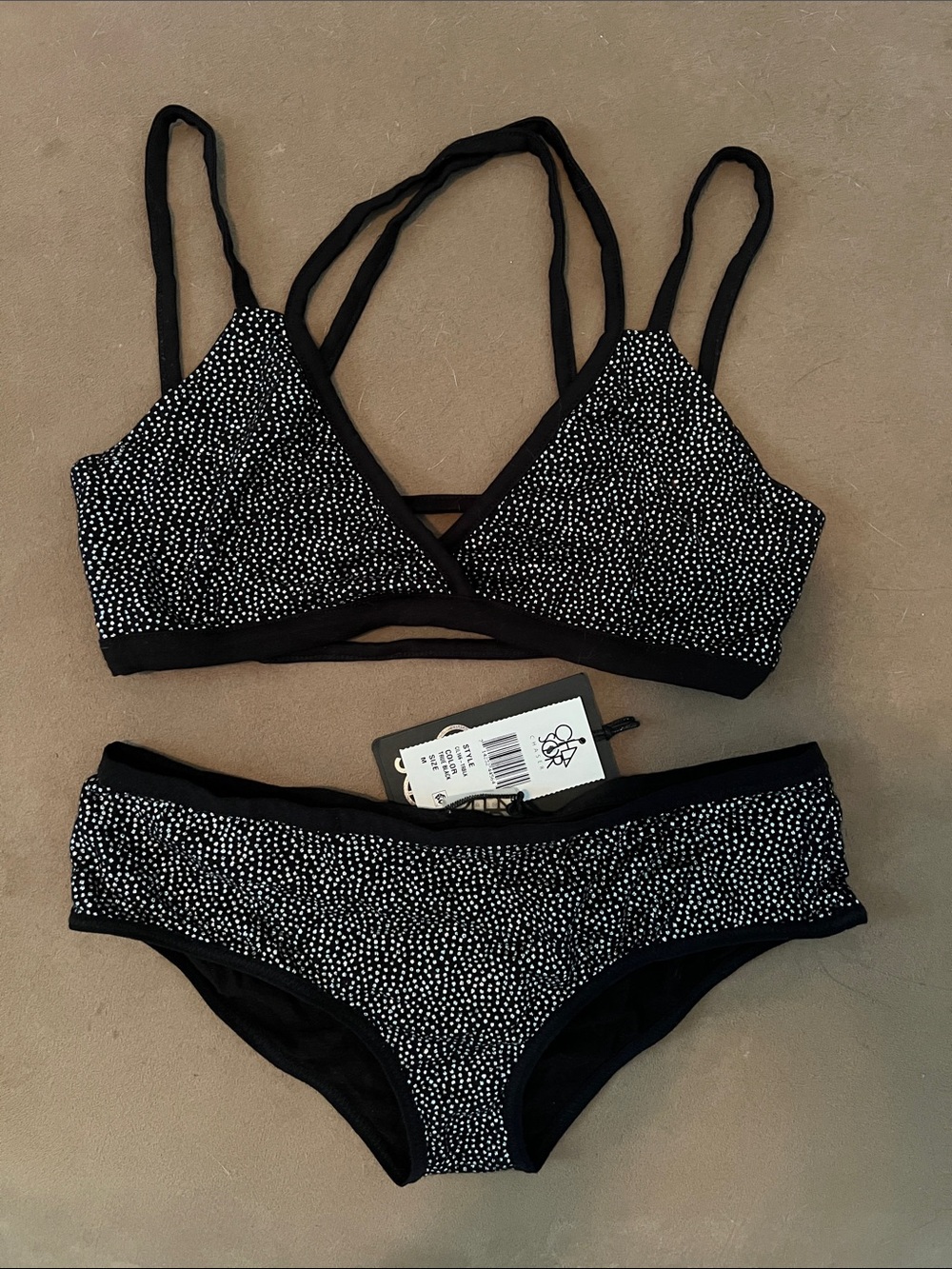 Chaser Black Silver Sparkle Bra and Underwear Bikini Lingerie Set- New with Tags